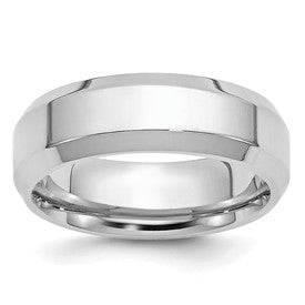 Platinum 6mm Polished Beveled Edge Wedding Band Size 11