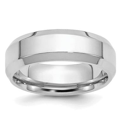 Platinum 6mm Polished Beveled Edge Wedding Band Size 9.5