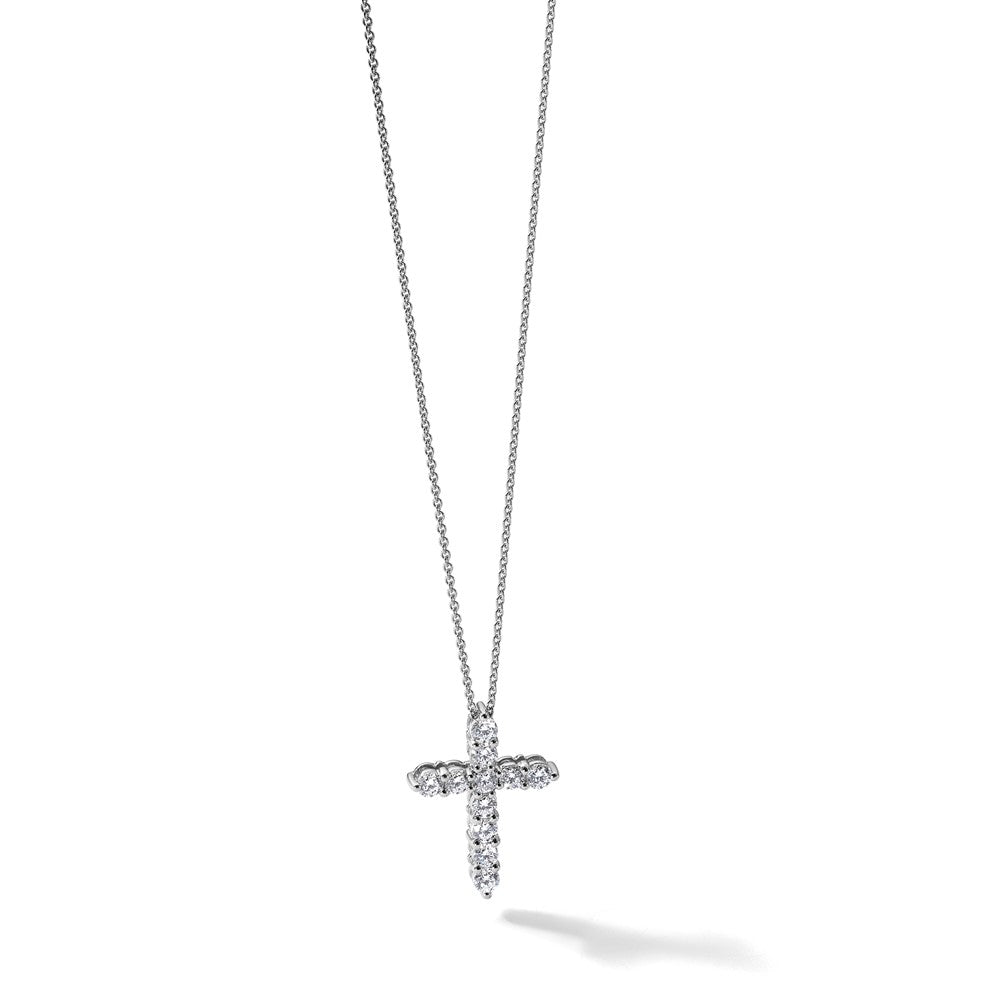 14k White Gold Diamond Cross Pendant Necklace, 18-Inch Chain - Image 4