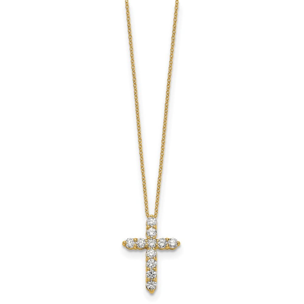 14k Polished 1 carat Diamond Cross Pendant 18 inch Necklace - View 2