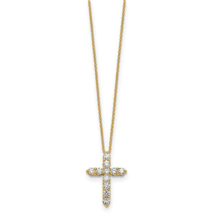 14k Polished 1 carat Diamond Cross Pendant 18 inch Necklace - View 2