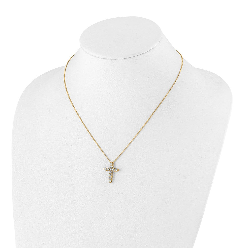 14k Polished 1 carat Diamond Cross Pendant 18 inch Necklace - View 3