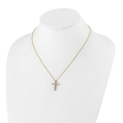 14k Polished 1 carat Diamond Cross Pendant 18 inch Necklace - View 3