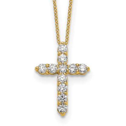 14k Polished 1 carat Diamond Cross Pendant 18 inch Necklace - View 1
