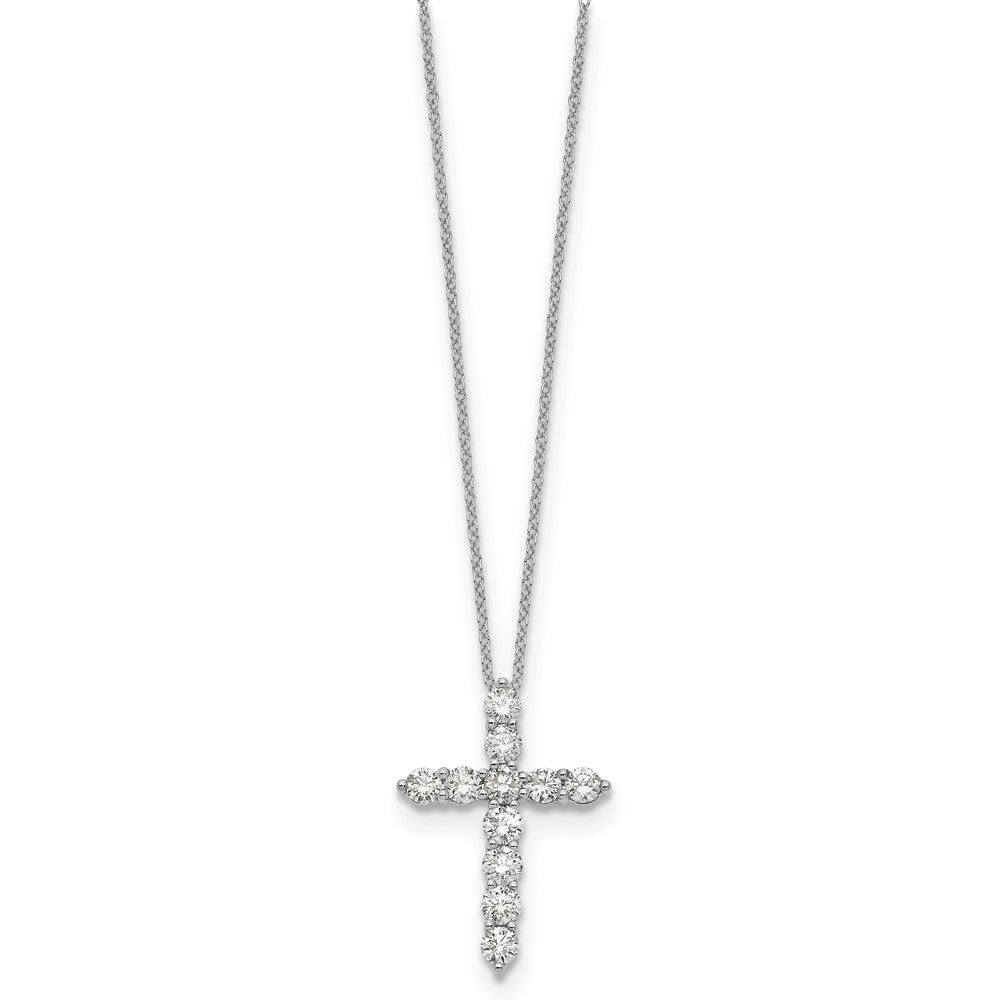 14k White Gold 1.5 carat Diamond Cross Pendant 18 inch Necklace - View 2
