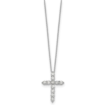 14k White Gold 1.5 carat Diamond Cross Pendant 18 inch Necklace - View 2