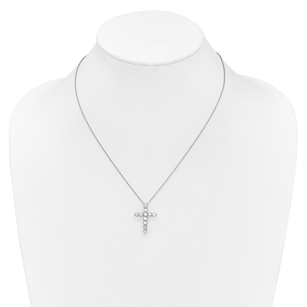 14k White Gold 1.5 carat Diamond Cross Pendant 18 inch Necklace - View 3
