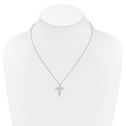 14k White Gold 1.5 carat Diamond Cross Pendant 18 inch Necklace - View 3