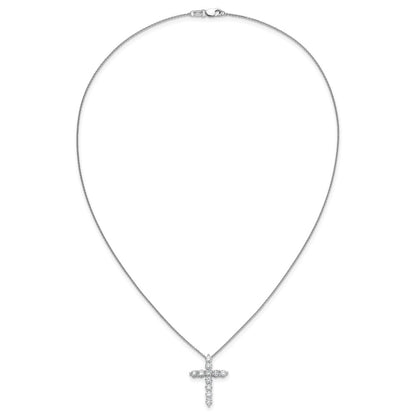 14k White Gold 1.5 carat Diamond Cross Pendant 18 inch Necklace - View 4