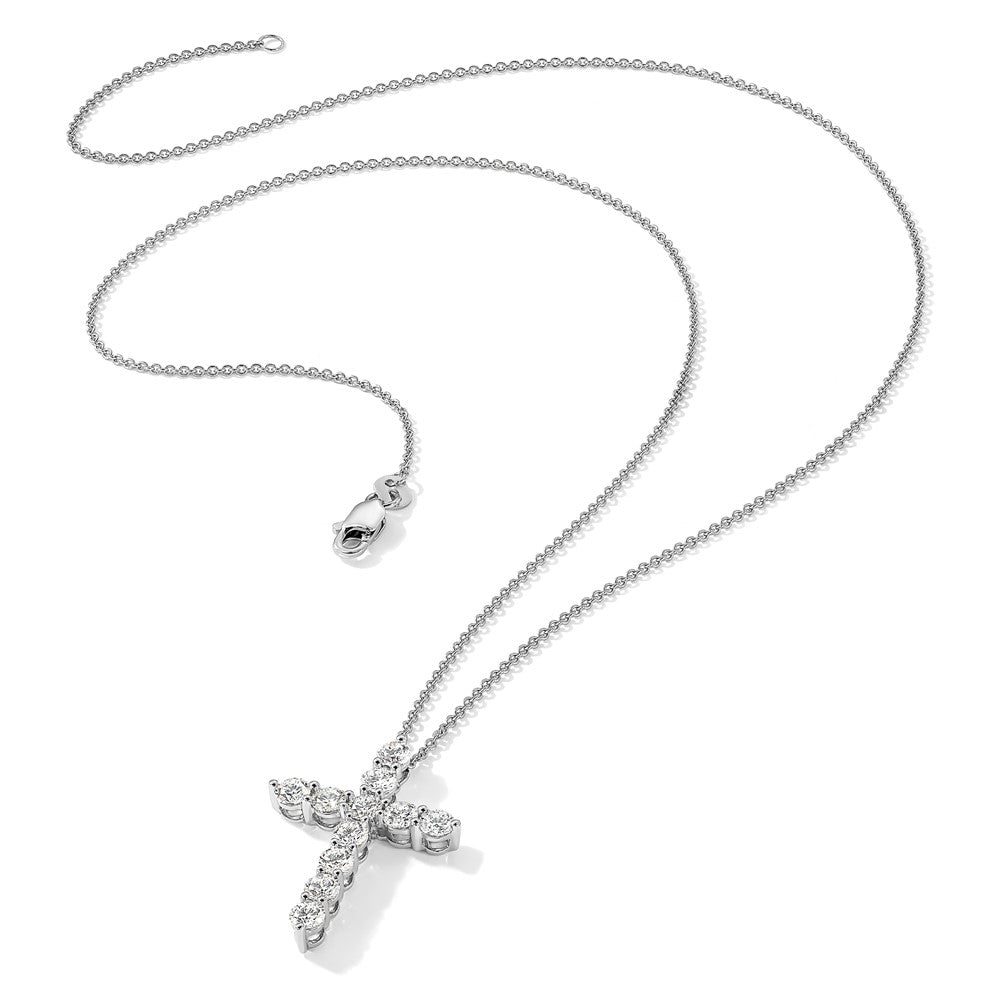 14k White Gold Diamond Cross Pendant Necklace - Image 5