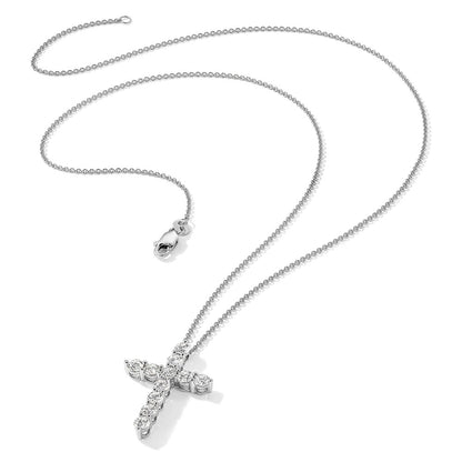 14k White Gold Diamond Cross Pendant Necklace - Image 5