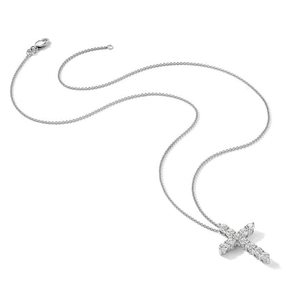 14k White Gold Diamond Cross Pendant Necklace - Image 6