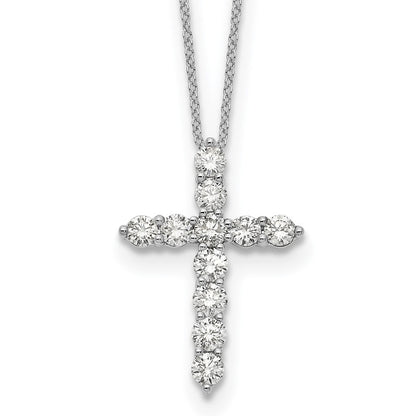 14k White Gold 1.5 carat Diamond Cross Pendant 18 inch Necklace