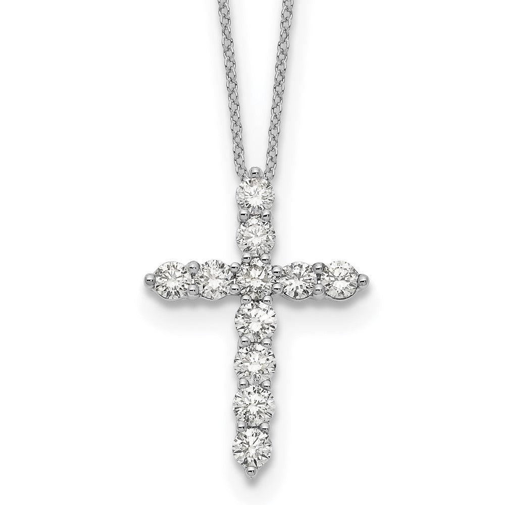 14k White Gold 1.5 carat Diamond Cross Pendant 18 inch Necklace - View 1