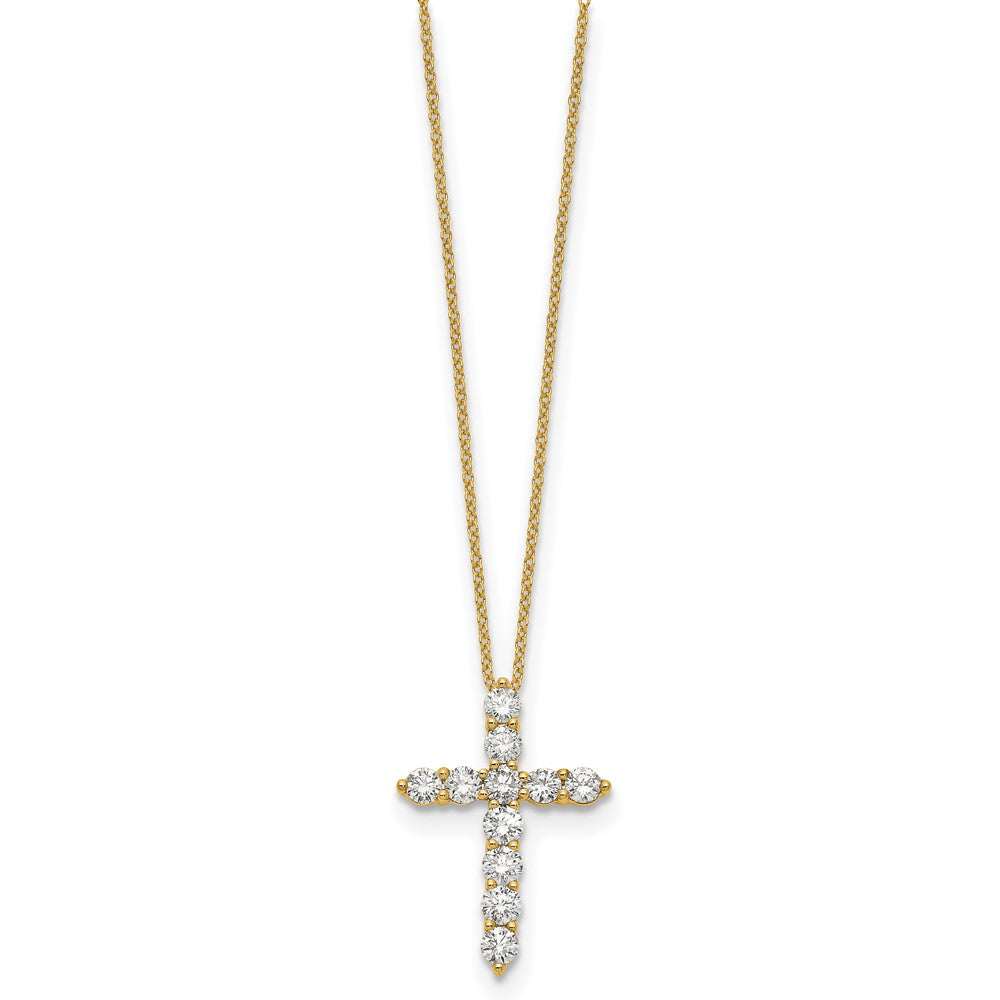 14k Polished 1.5 carat Diamond Cross Pendant 18 inch Necklace - View 2