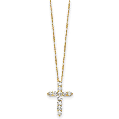 14k Polished 1.5 carat Diamond Cross Pendant 18 inch Necklace - View 2