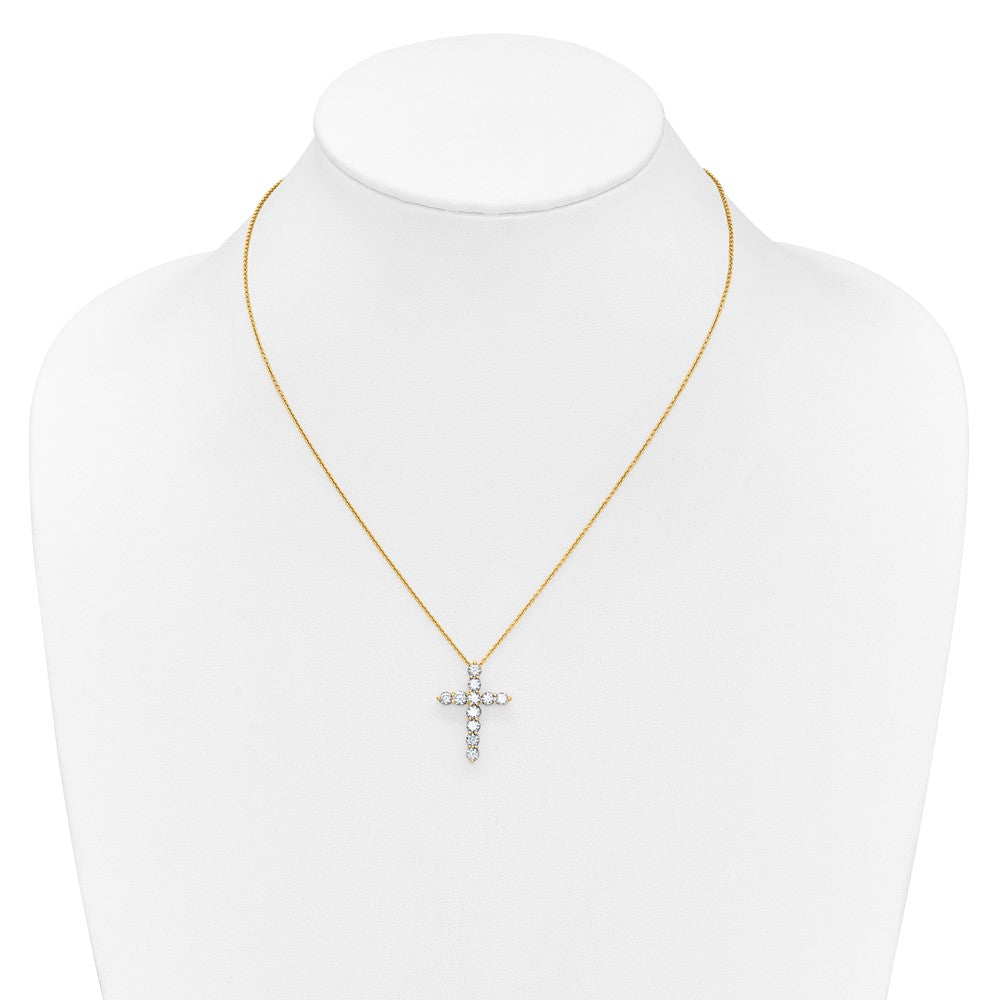 14k Polished 1.5 carat Diamond Cross Pendant 18 inch Necklace - View 3