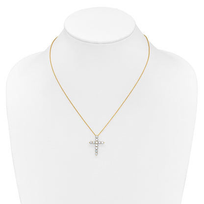 14k Polished 1.5 carat Diamond Cross Pendant 18 inch Necklace - View 3