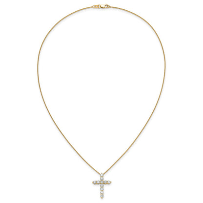 14k Polished 1.5 carat Diamond Cross Pendant 18 inch Necklace - View 4