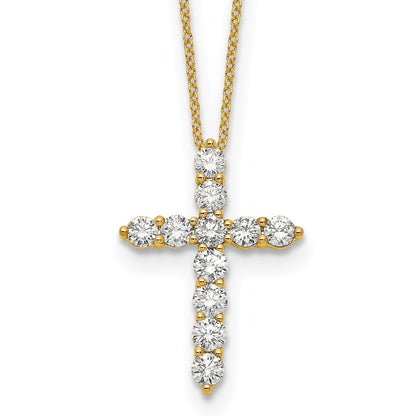14k Polished 1.5 carat Diamond Cross Pendant 18 inch Necklace - View 1