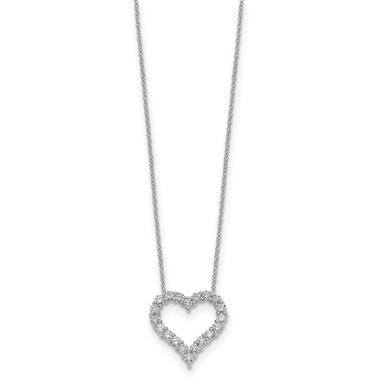 14k White Gold 1 carat Diamond Heart 18 inch Necklace - View 2