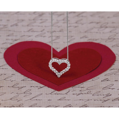 14k White Gold Diamond Heart Necklace, 18-Inch Chain - Image 4