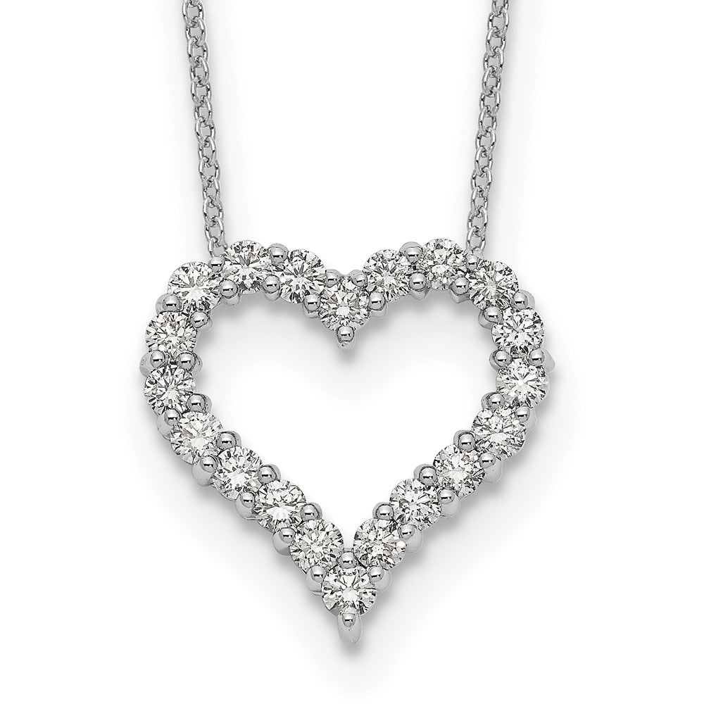 14k White Gold 1 carat Diamond Heart 18 inch Necklace - View 1