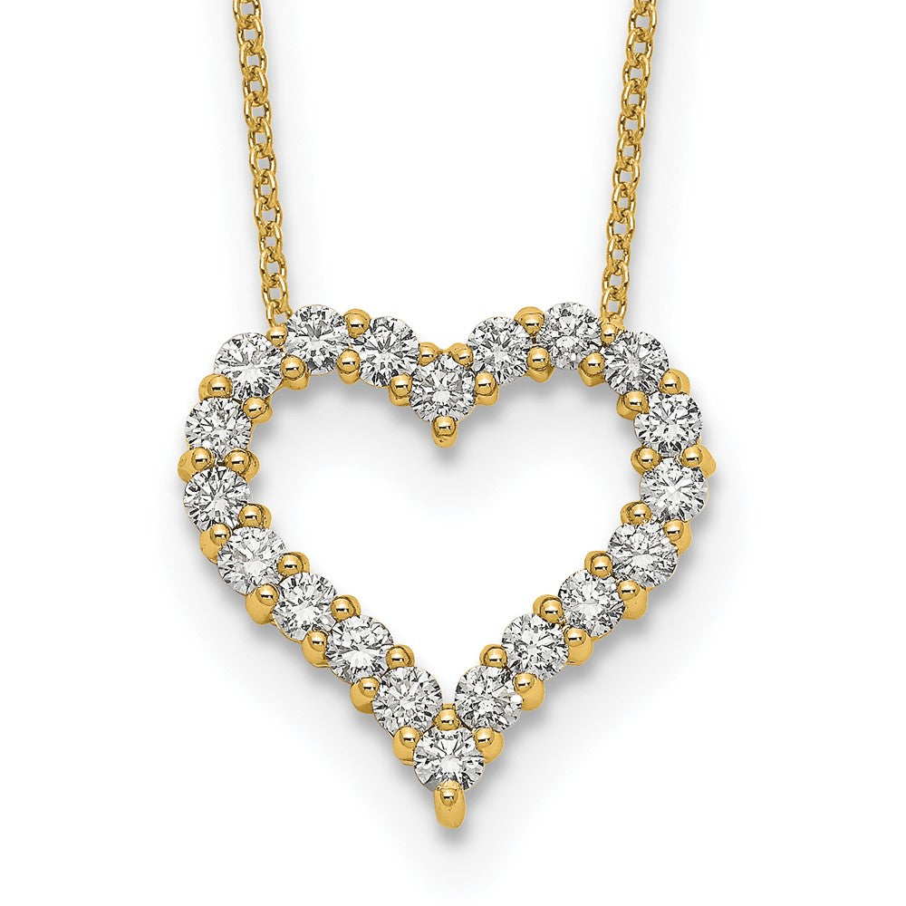 14k Polished 1 carat Diamond Heart 18 inch Necklace