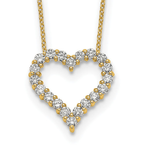 14k Polished 1 carat Diamond Heart 18 inch Necklace