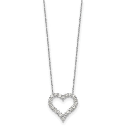 14k White Gold 1.5 carat Diamond Heart 18 inch Necklace - View 2
