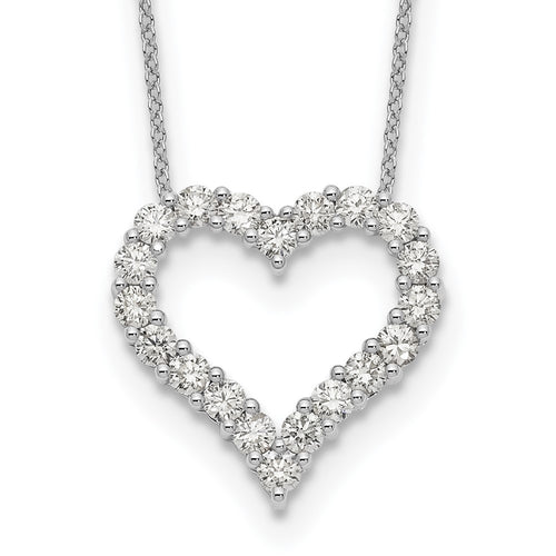 14k White Gold 1.5 carat Diamond Heart 18 inch Necklace