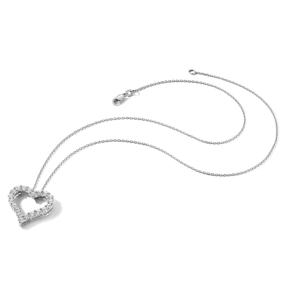 14k White Gold Diamond Heart Necklace, 18 Inches - Image 4