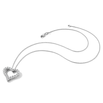 14k White Gold Diamond Heart Necklace, 18 Inches - Image 6
