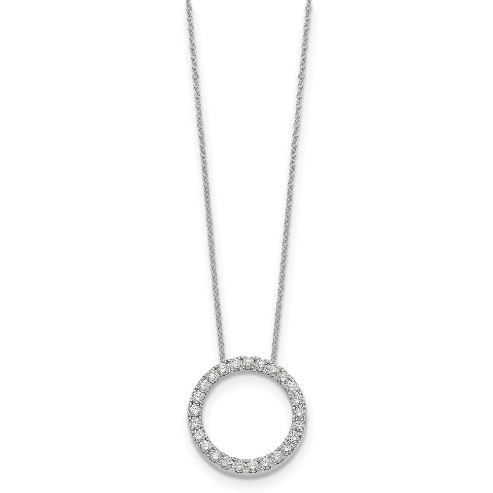 14k White Gold 1 carat Diamond Circle 18 inch Necklace - View 2