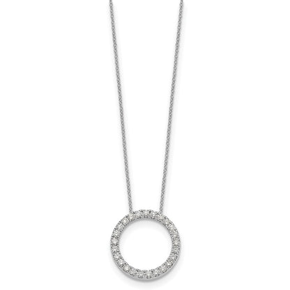14k White Gold 1 carat Diamond Circle 18 inch Necklace - View 2
