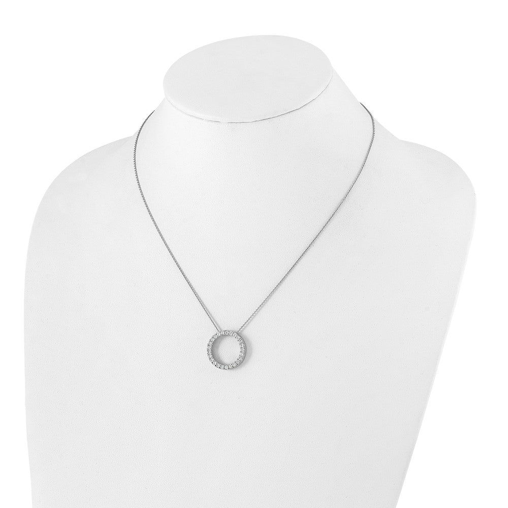 14k White Gold 1 carat Diamond Circle 18 inch Necklace - View 3
