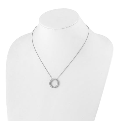 14k White Gold 1 carat Diamond Circle 18 inch Necklace - View 3
