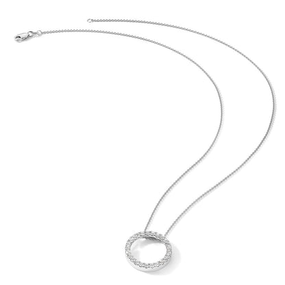 14k White Gold Diamond Circle Necklace, 18-Inch - Image 4