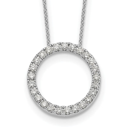 14k White Gold 1 carat Diamond Circle 18 inch Necklace - View 1