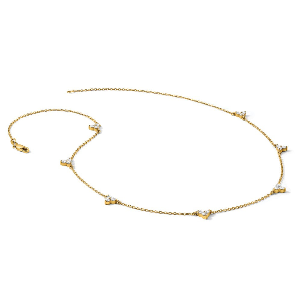 14k White Gold Diamond 3-Stone Cluster Necklace, 18 Inches - Image 5