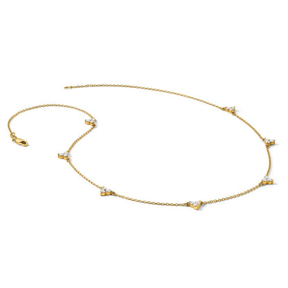 14k White Gold Diamond 3-Stone Cluster Necklace, 18 Inches - Image 5