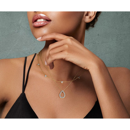 14k White Gold Diamond 3-Stone Cluster Necklace, 18 Inches - Image 6