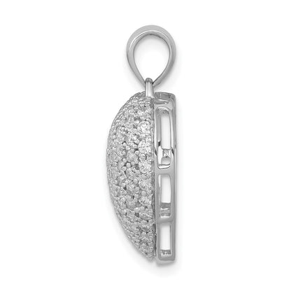 14k White Gold Heart Pendant with Pave Diamonds - Image 2