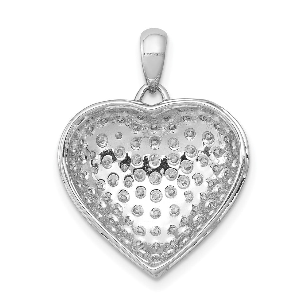 14k White Gold Heart Pendant with Pave Diamonds - Image 3