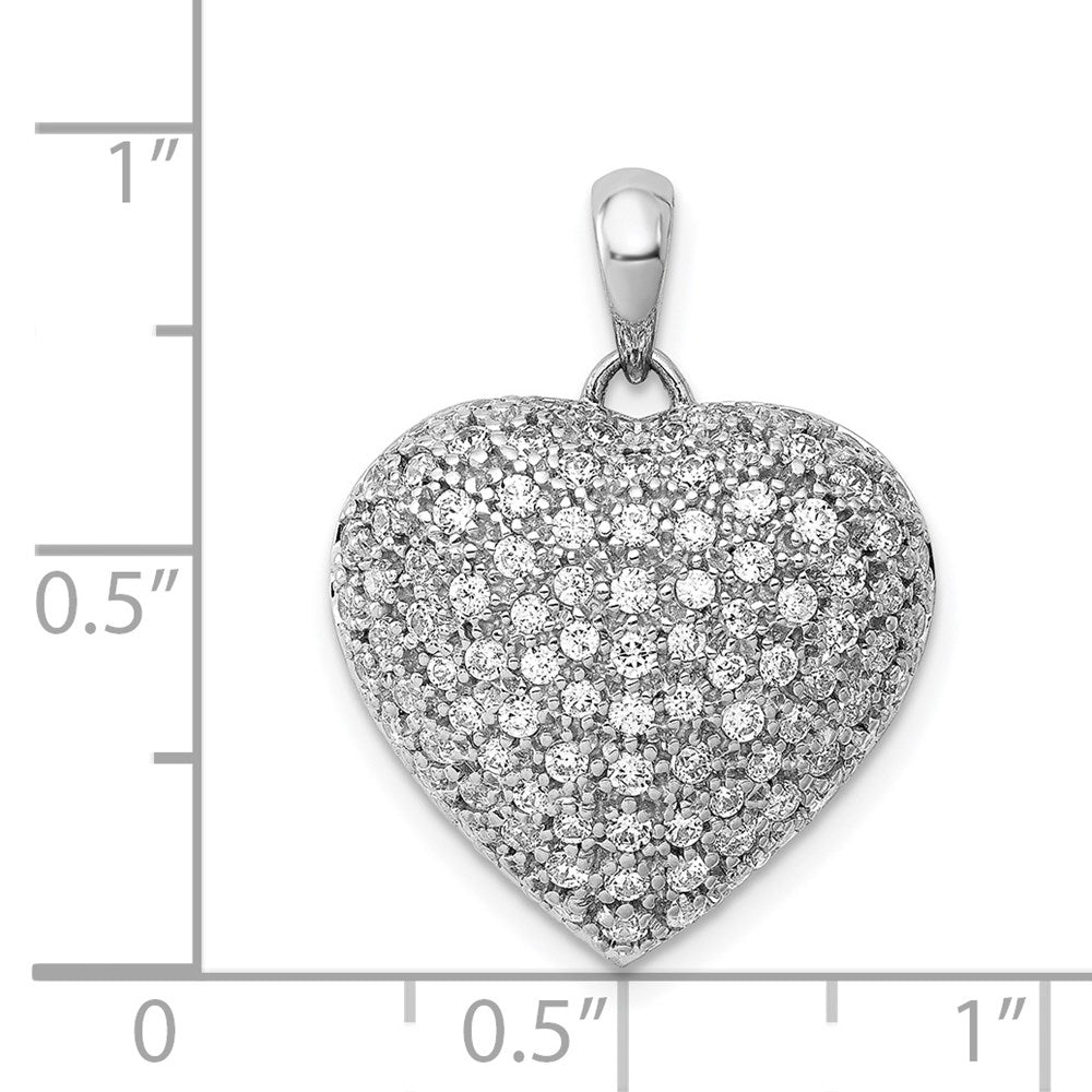 14k White Gold Heart Pendant with Pave Diamonds - Image 4