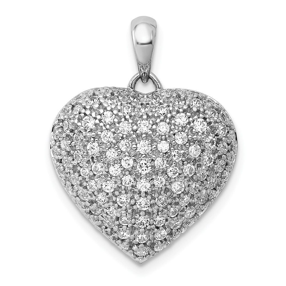 14k White Gold Heart Pendant with Pave Diamonds - Image 1