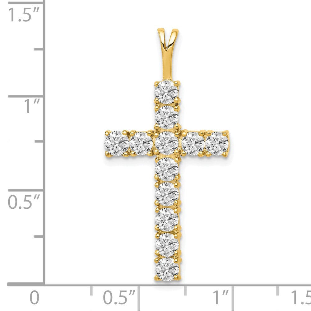 14k 1.25 carat AA Diamond Latin Cross Pendant - View 4
