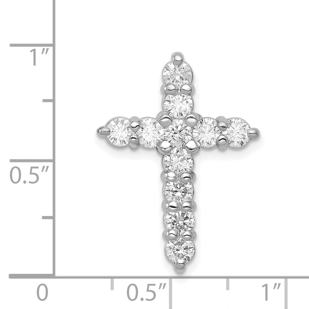 14k White Gold 1.25 carat AA Diamond Cross Chain Slide - View 3