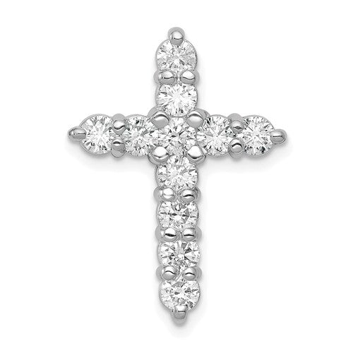 14k White Gold 1.25 carat AA Diamond Cross Chain Slide
