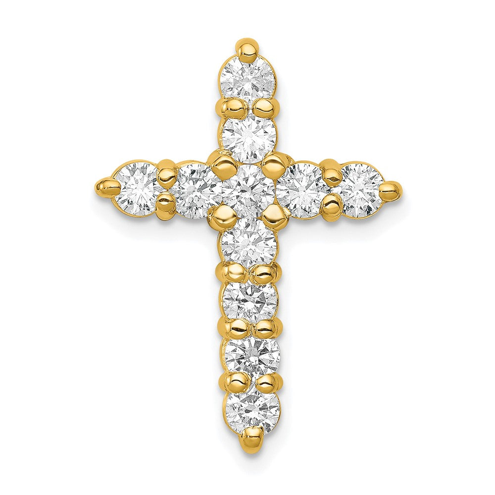 14k 1.25 carat AA Diamond Cross Chain Slide - View 1